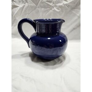 Vintage Stoneware Blue Glazed Pottery  Pitcher  5.5 Inches Cottagecore Boho